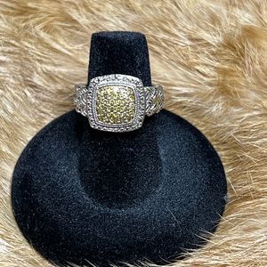 Canary CZ and CZ .925 SS Ring Size 6